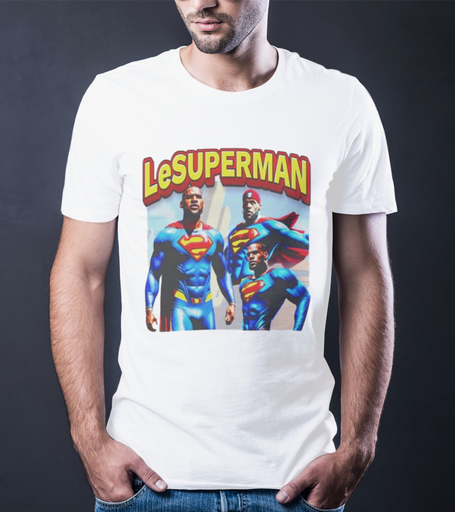 LeSuperman Lebron James Superman Trio Heroic Pose T-Shirt