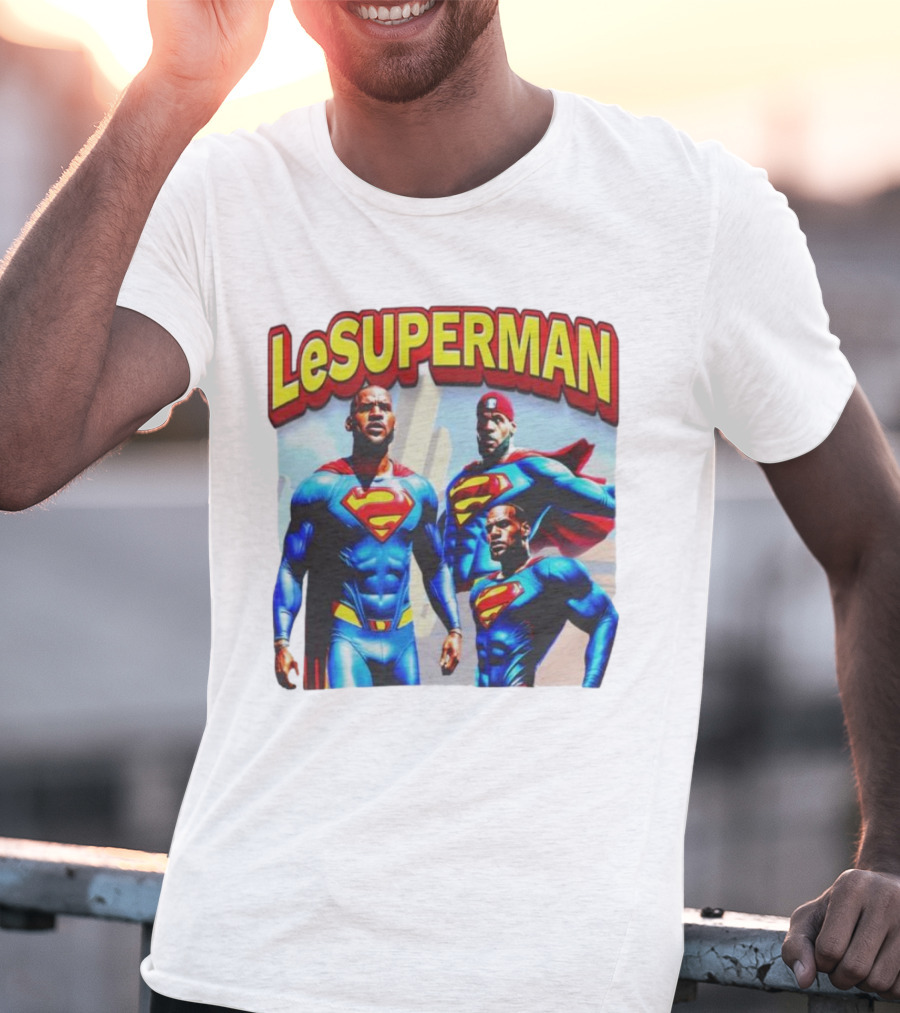 LeSuperman Lebron James Superman Trio Heroic Pose T-Shirt