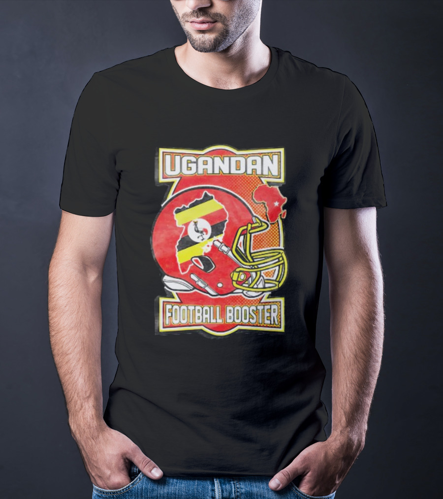 UGANDAN Football Booster Africa Map Flag Helmet T-Shirt
