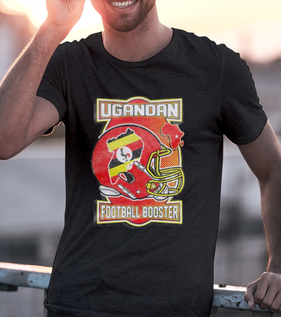UGANDAN Football Booster Africa Map Flag Helmet T-Shirt