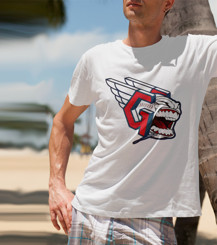 Cleveland Guardians Wings Logo With Fierce Expression T-Shirt