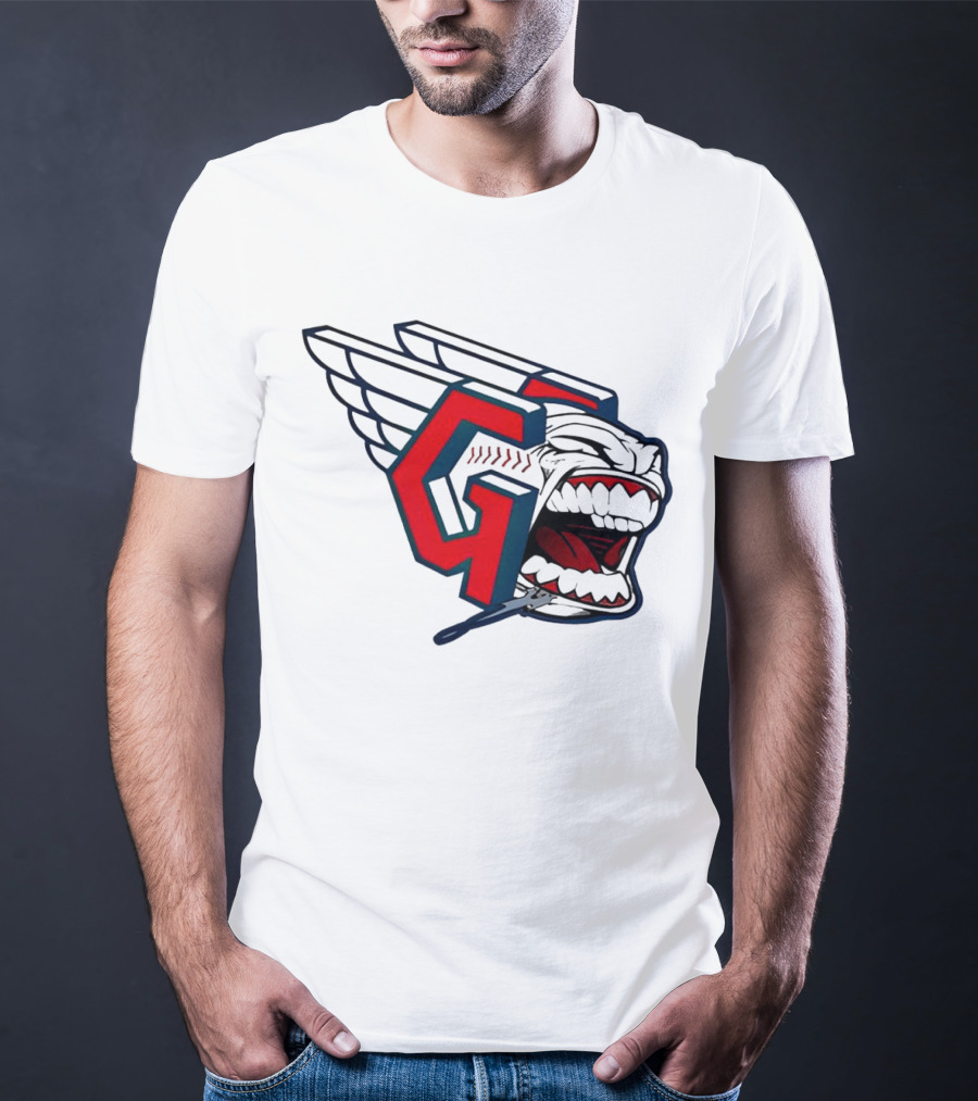 Cleveland Guardians Wings Logo With Fierce Expression T-Shirt