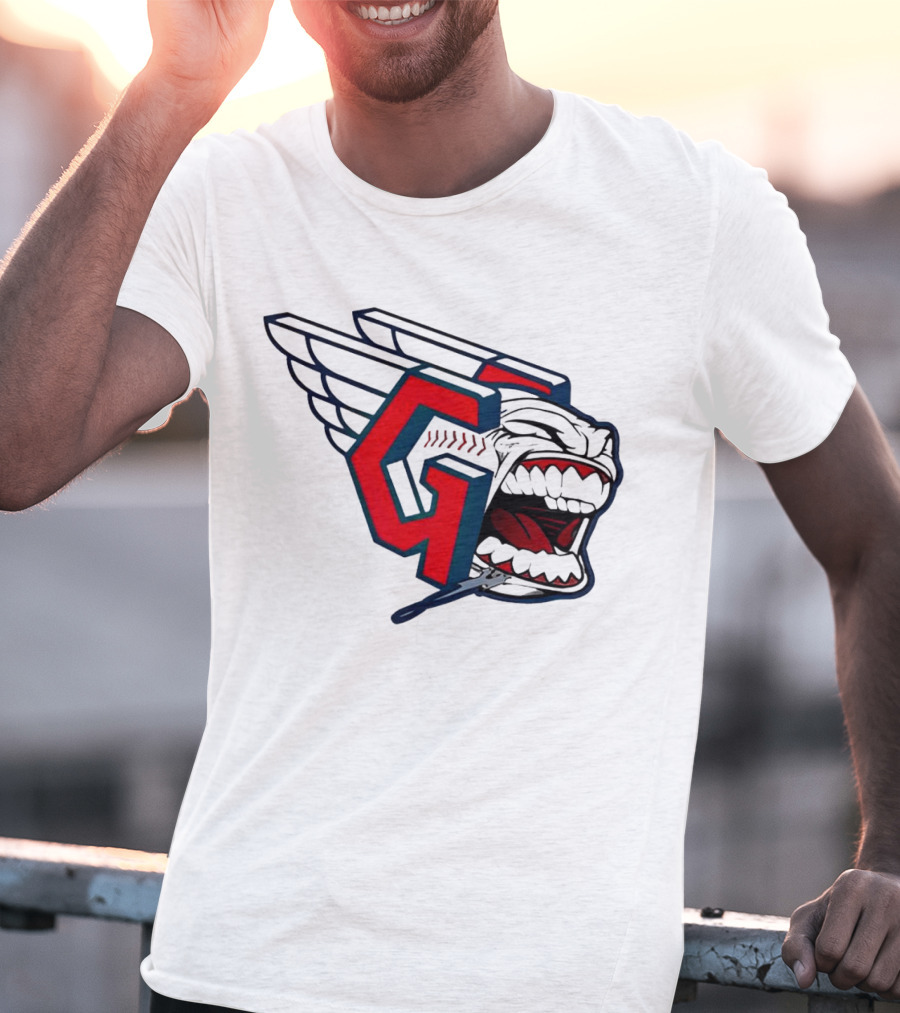 Cleveland Guardians Wings Logo With Fierce Expression T-Shirt