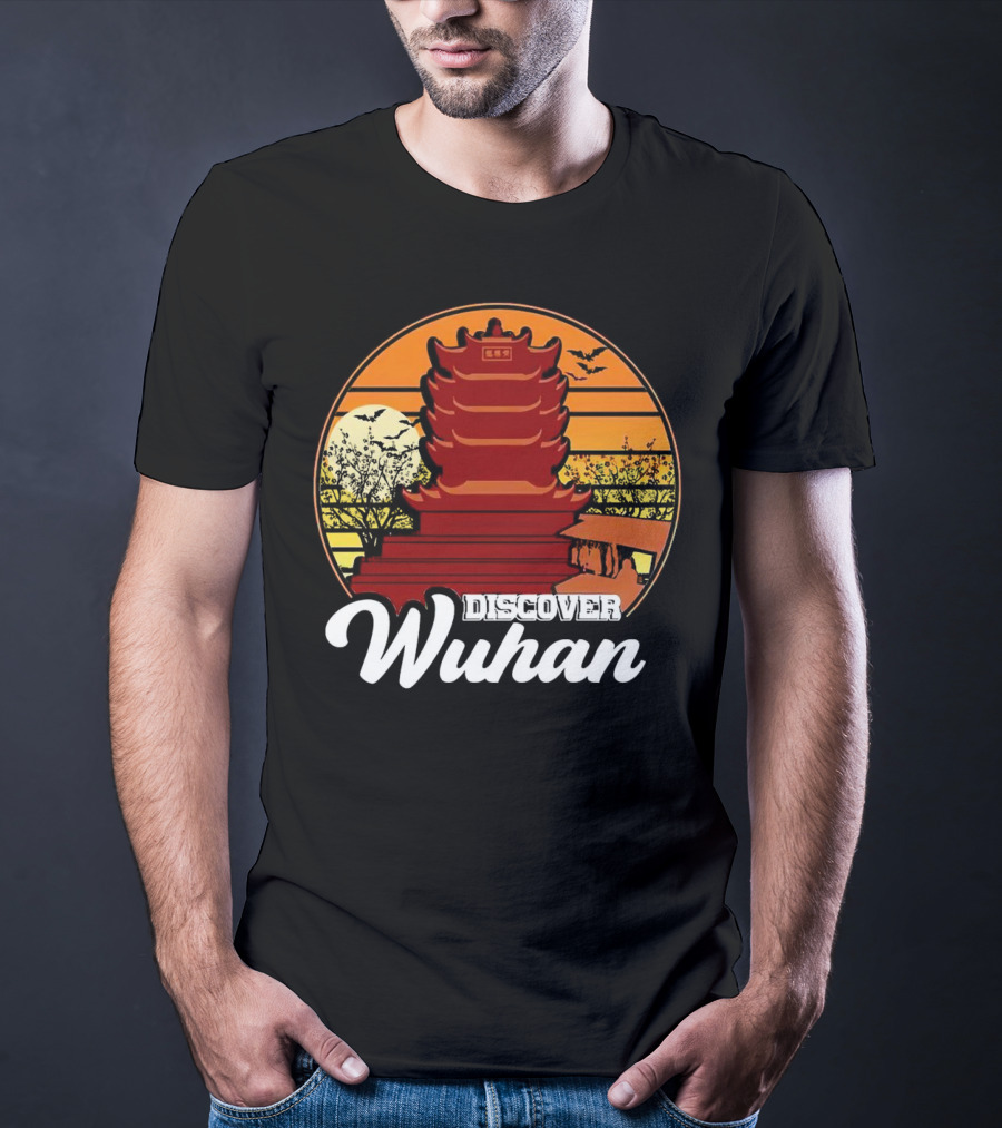 Discover Wuhan Pagoda Vintage Sunset Scene T-Shirt
