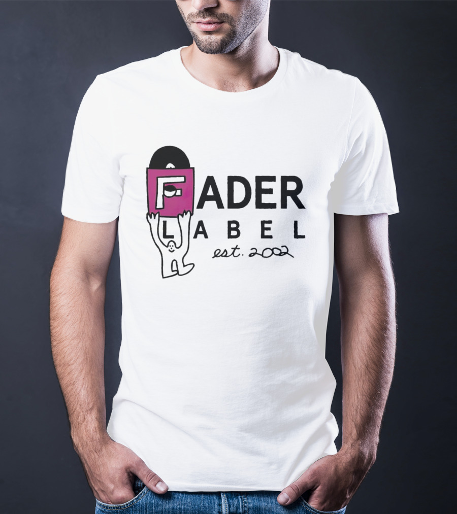Fader Label Est 2002 Vinyl Record Icon With Pink Block F And Cartoon Character T-Shirt