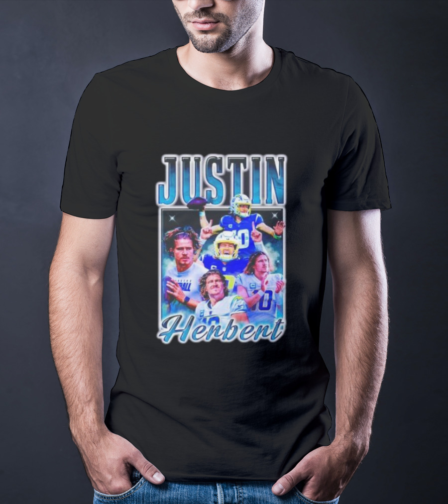 Justin Herbert Dynamic Football Moments Layered T-Shirt