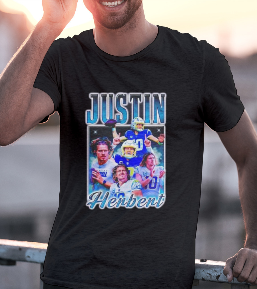 Justin Herbert Dynamic Football Moments Layered T-Shirt