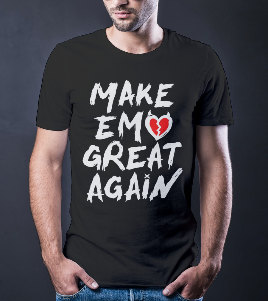 MAKE EMO GREAT AGAIN Broken Heart Devil Horns T-Shirt