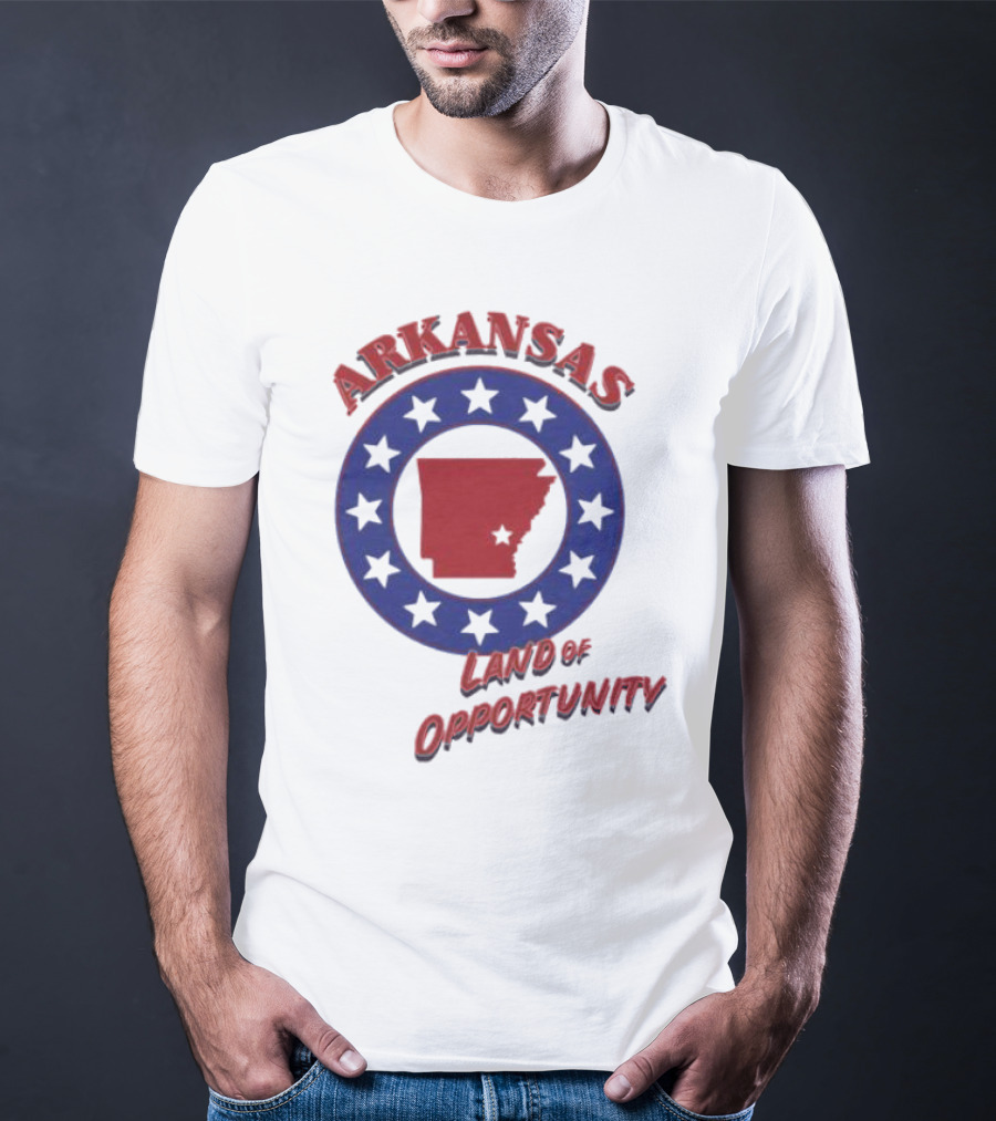 Arkansas Land Of Opportunity Red State Blue Star Circle T-Shirt