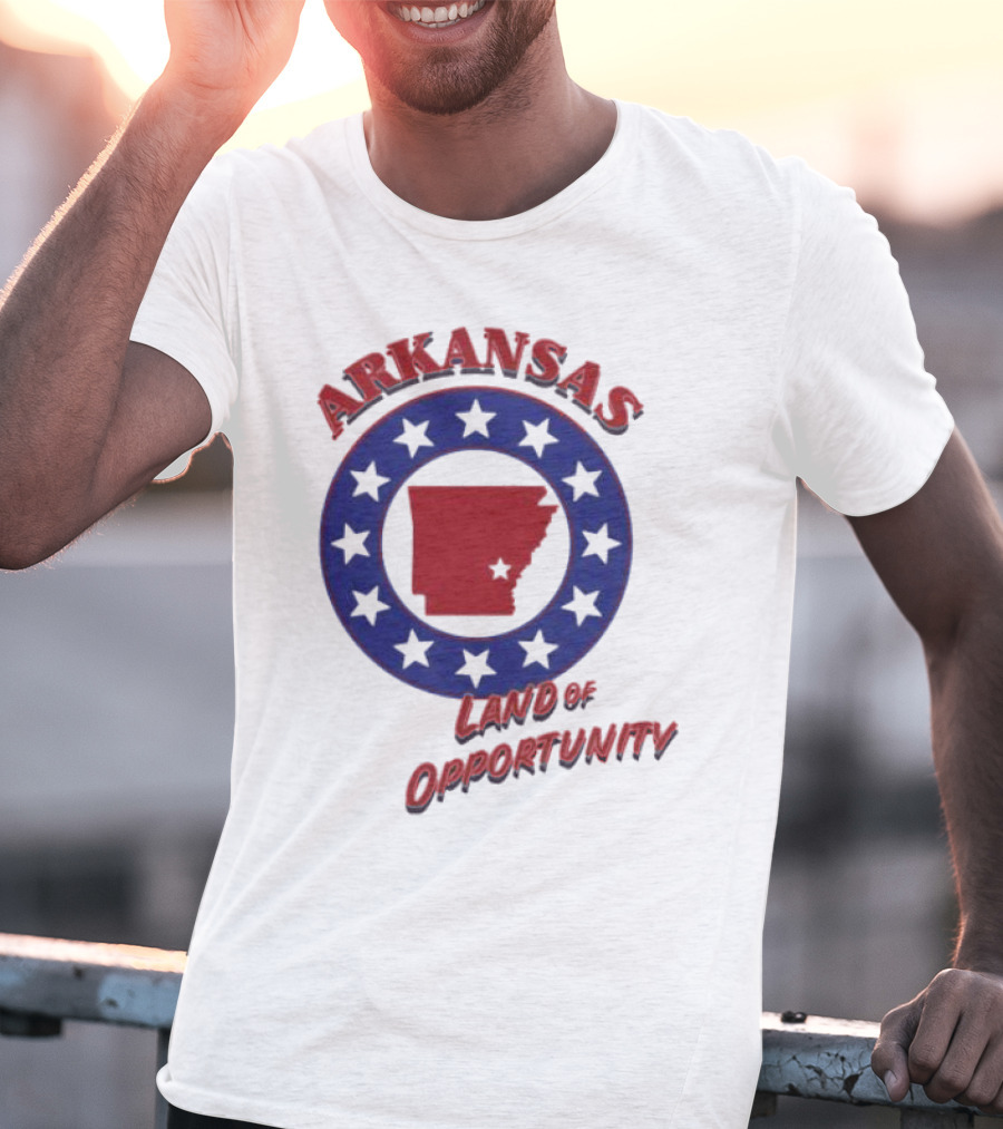 Arkansas Land Of Opportunity Red State Blue Star Circle T-Shirt