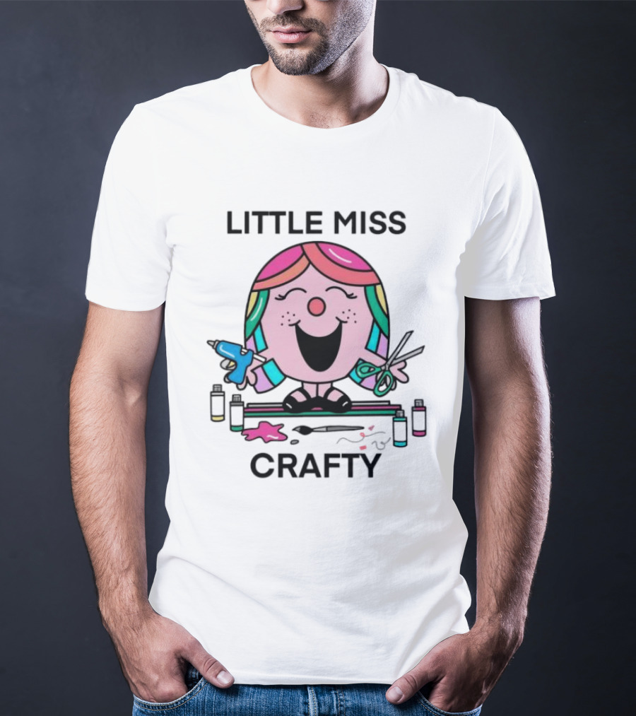 Little Miss Crafty Colorful Art Tools And Smiling Character T-Shirt