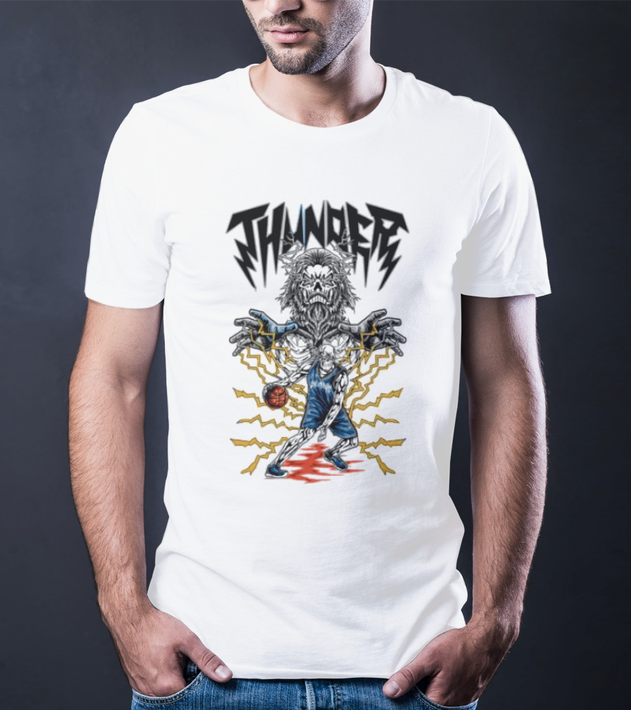 THUNDER Basketball Skeleton Power Burst T-Shirt