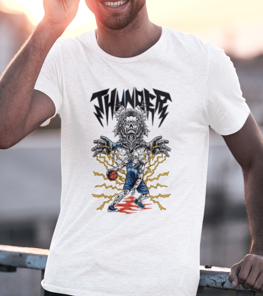 THUNDER Basketball Skeleton Power Burst T-Shirt