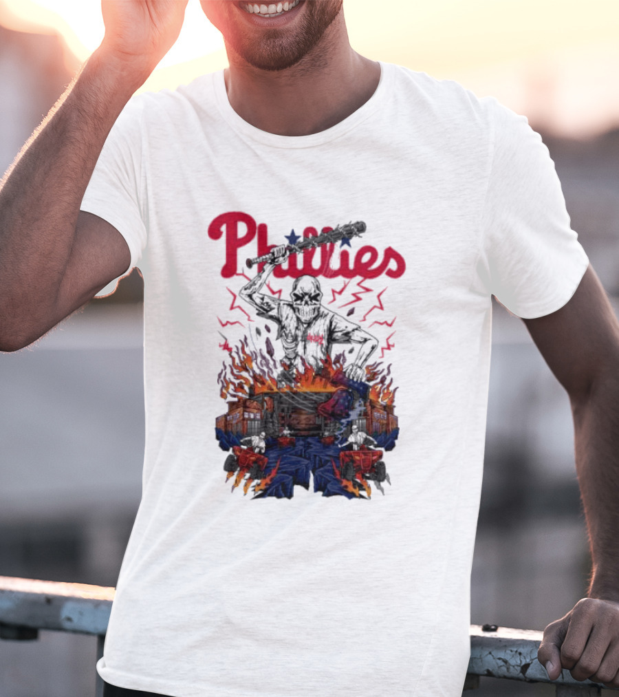 Phillies Ring The Bell Skeleton Flames T-Shirt