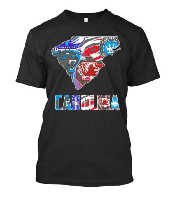 Carolina Panthers Hurricanes Gamecocks Charlotte Hornets FC Map T-Shirt