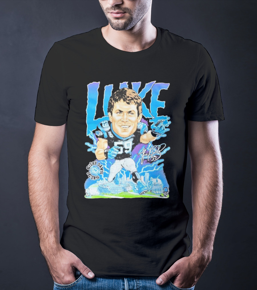 Luke Kuechly Carolina Panthers 59 Glory Days Icons Caricature T-Shirt