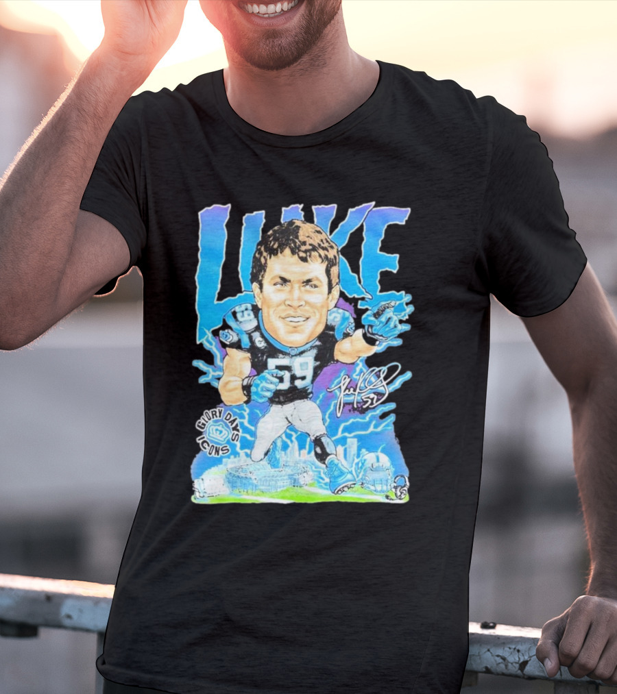 Luke Kuechly Carolina Panthers 59 Glory Days Icons Caricature T-Shirt
