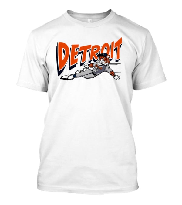 Detroit Sliding Tiger Baseball Player T-Shirt