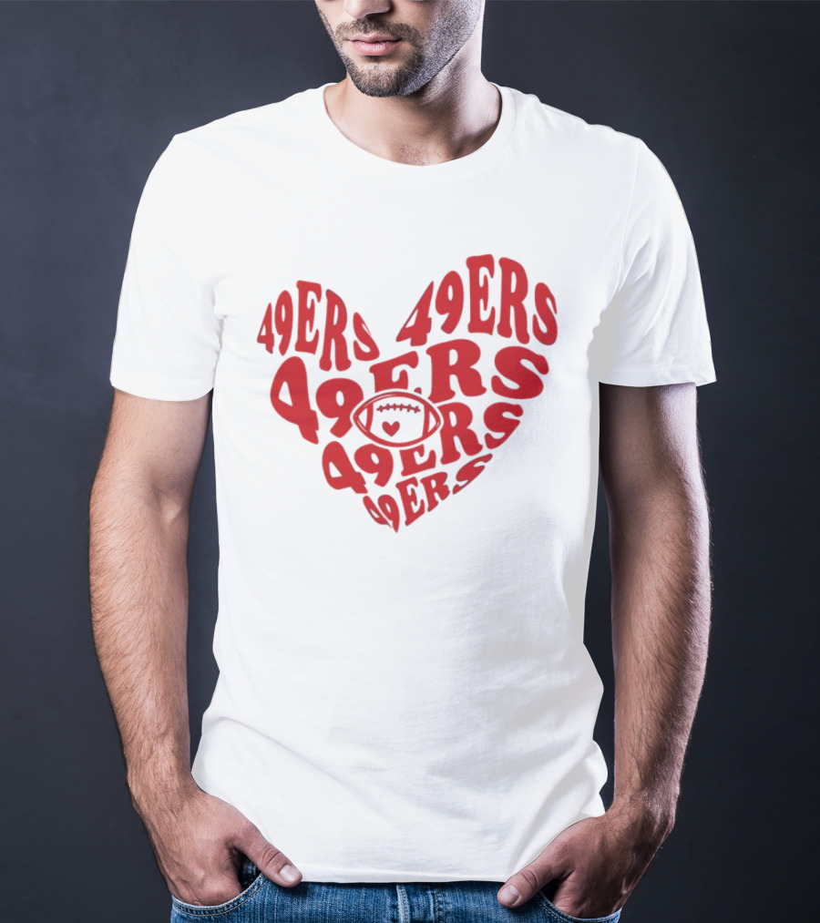 49ers Football Heart Typography T-Shirt