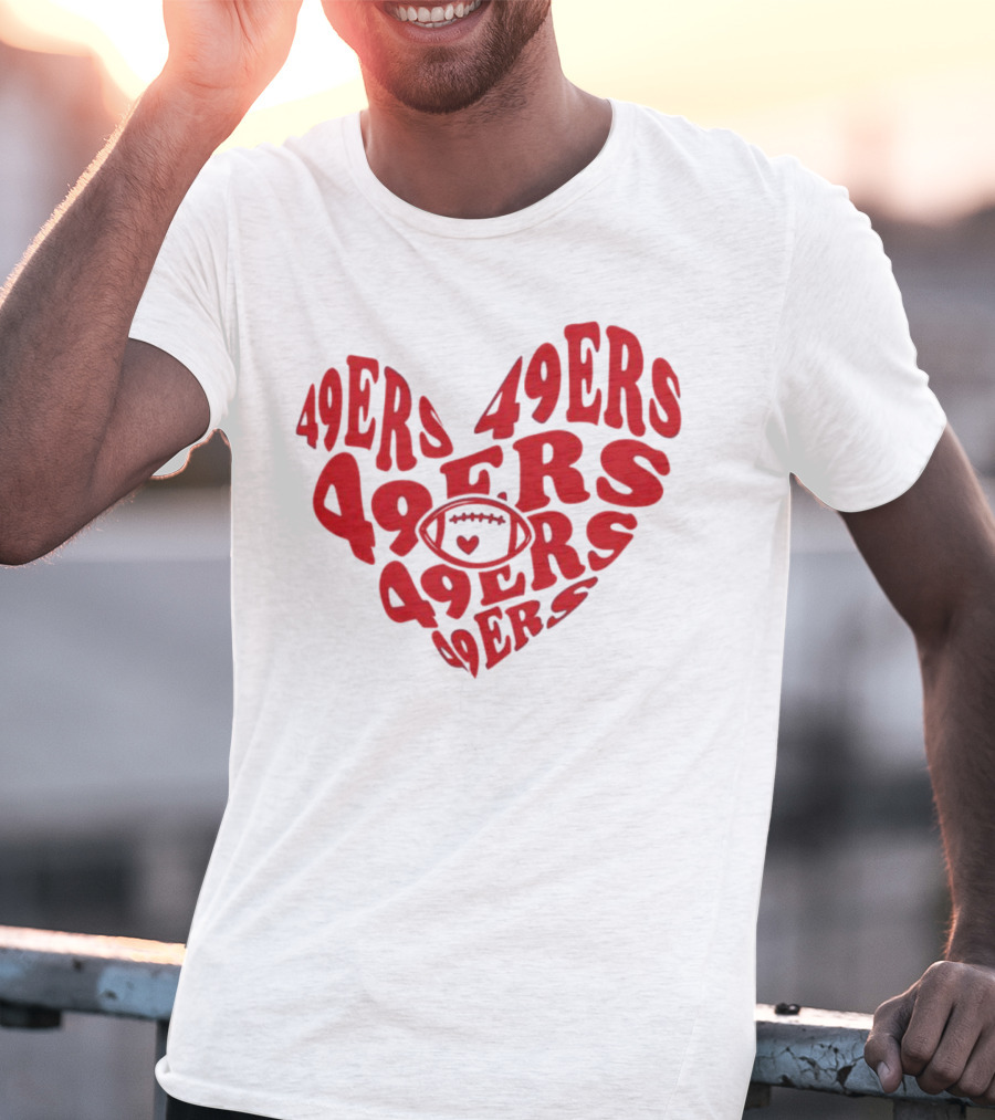 49ers Football Heart Typography T-Shirt