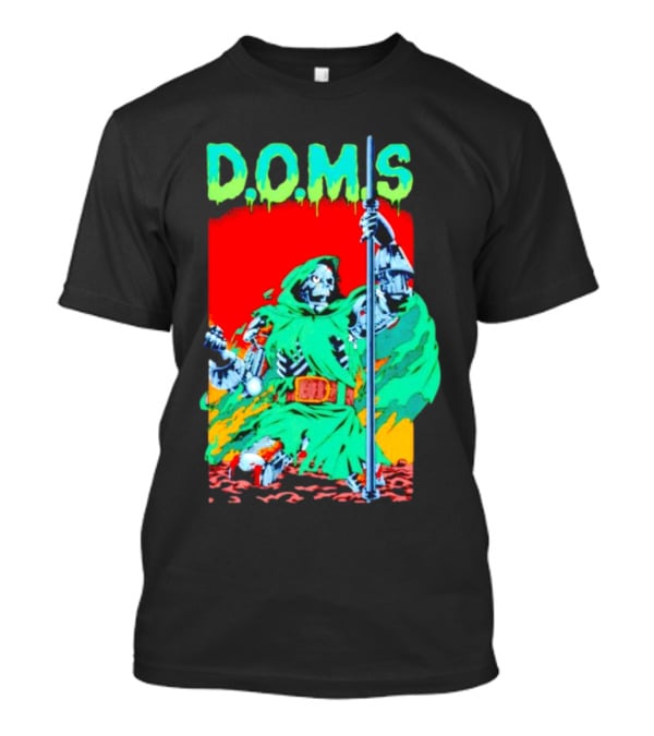 D.O.M.S Skeleton Warrior In Green Cloak Holding Staff T-Shirt