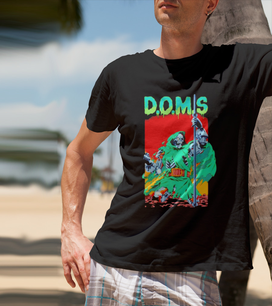D.O.M.S Skeleton Warrior In Green Cloak Holding Staff T-Shirt