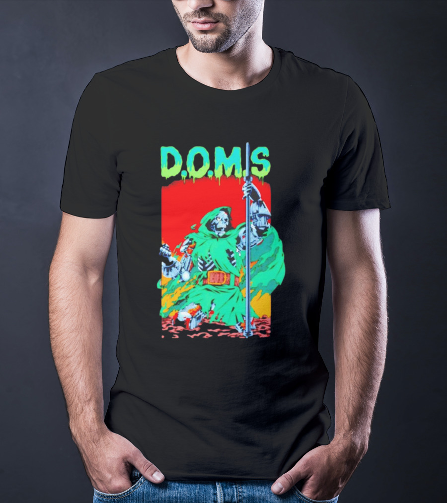 D.O.M.S Skeleton Warrior In Green Cloak Holding Staff T-Shirt