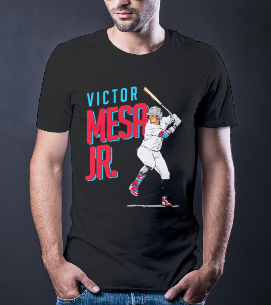 Victor Mesa Jr. Baseball Player With Bat And Colorful Socks T-Shirt
