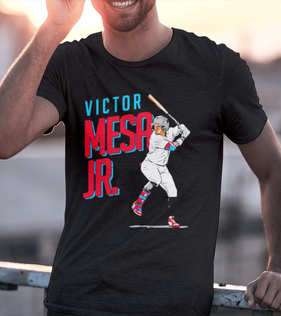 Victor Mesa Jr. Baseball Player With Bat And Colorful Socks T-Shirt