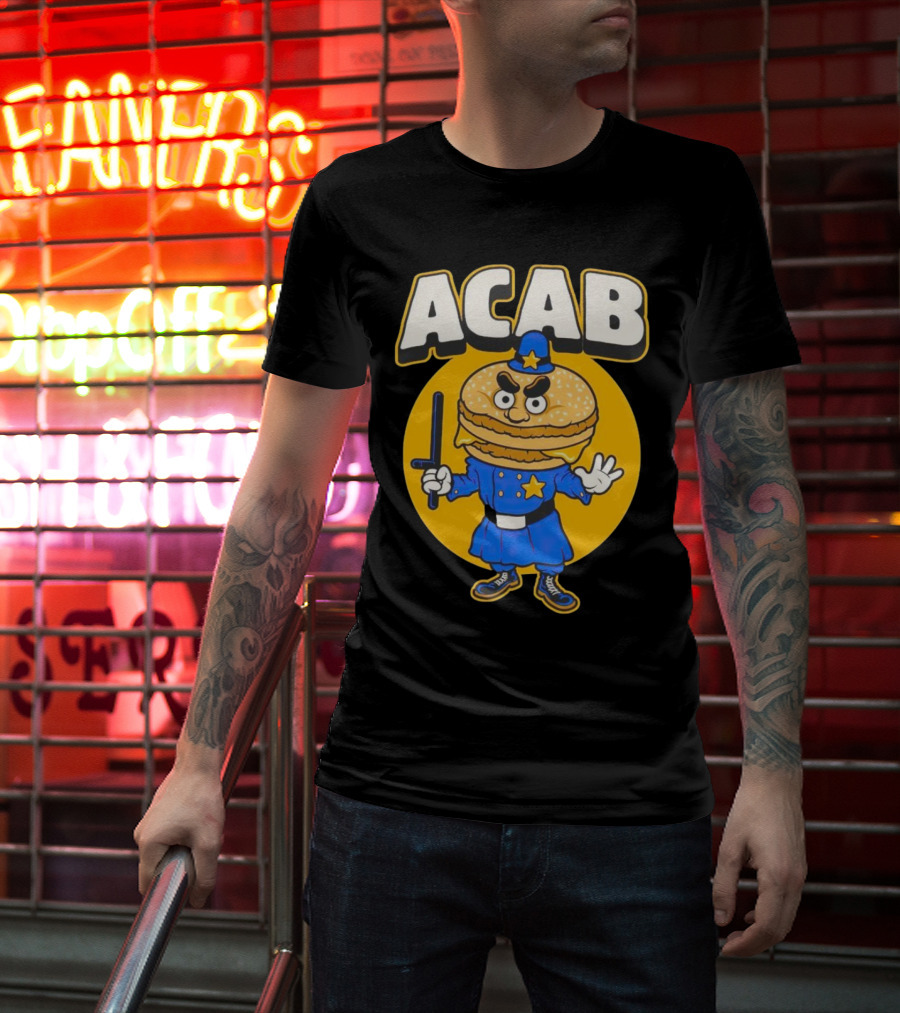 ACABurger Police Officer Burger Cartoon Character Iconic T-Shirt