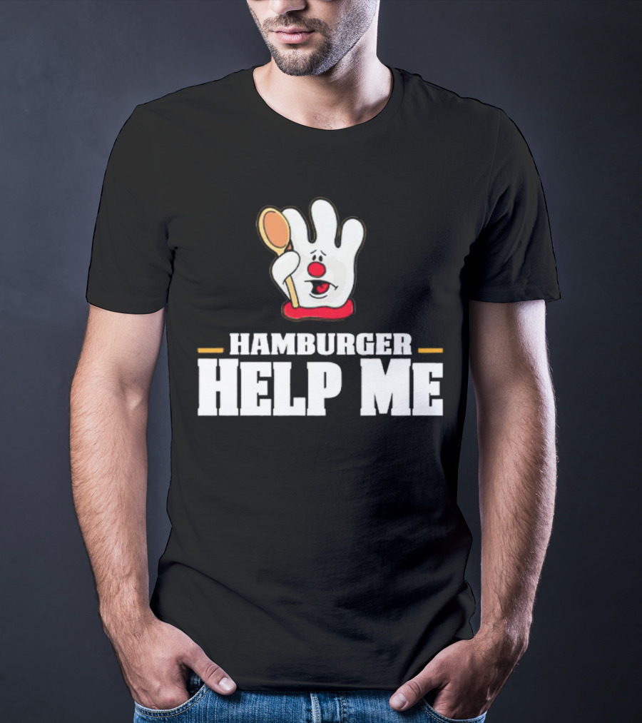 Hamburger Help Me Glove Holding Spoon Retro T-Shirt