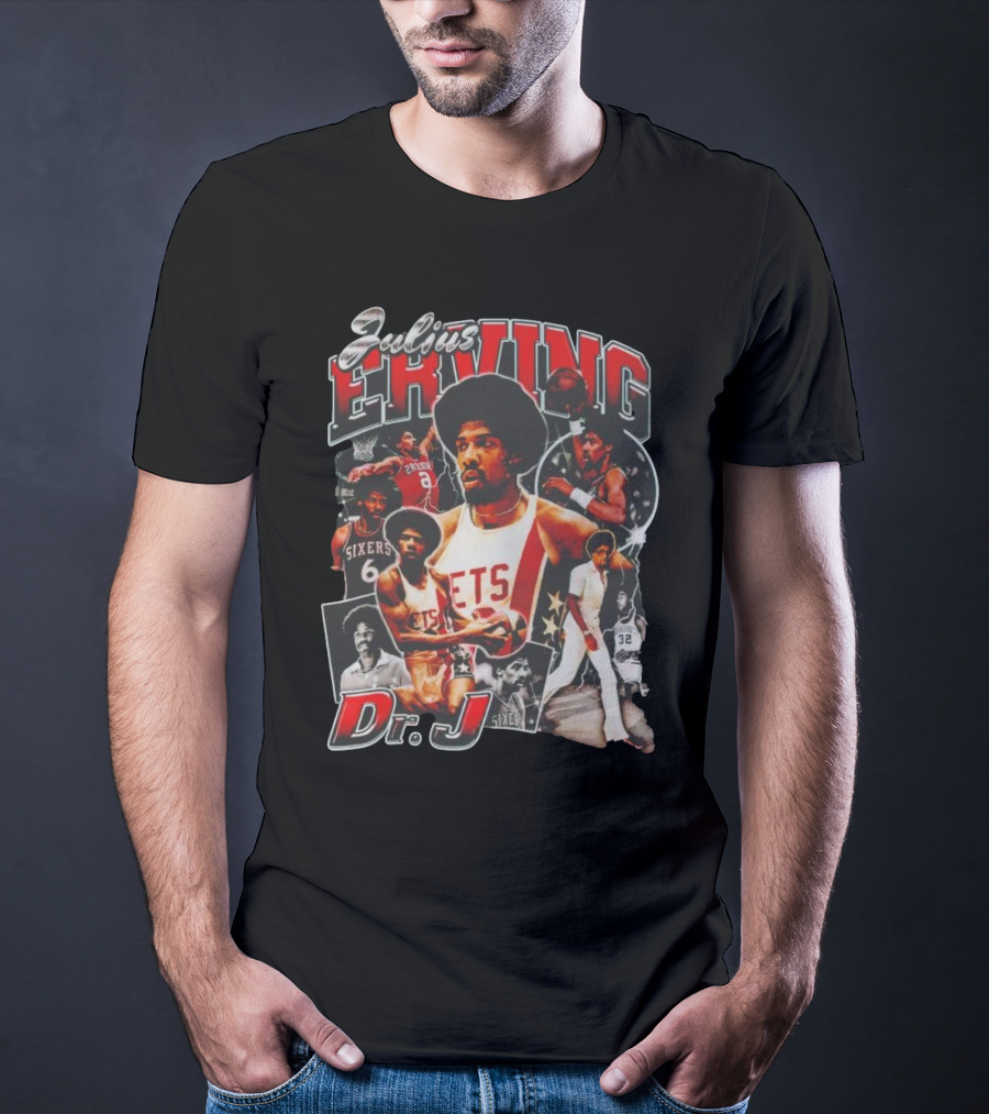 Julius Erving Dr J Sixers Nets Basketball Legend T-Shirt