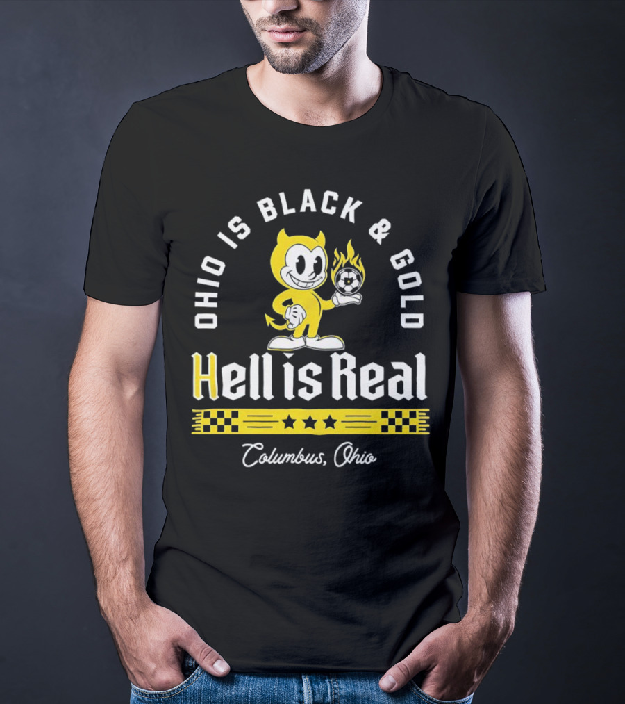 Ohio Is Black And Gold Hell Is Real Columbus Soccer Devil T-Shirt
