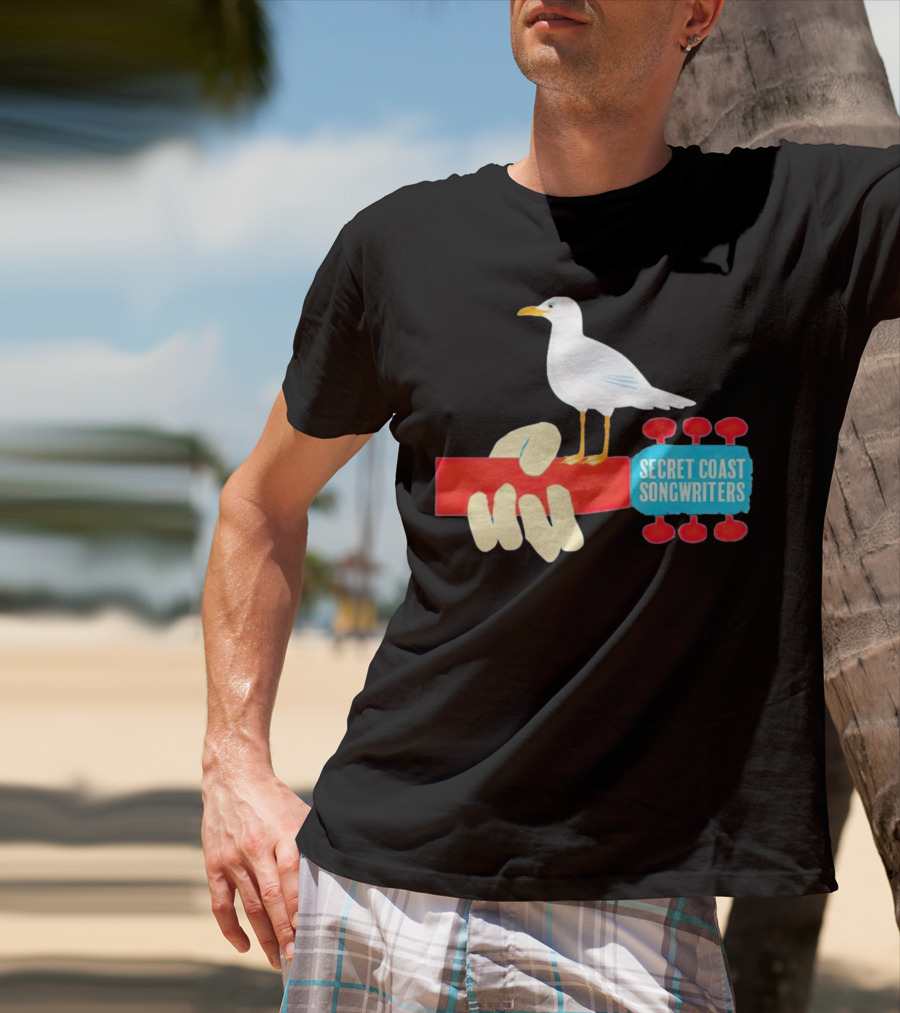 Secret Coast Songwriters Seagull On Red Guitar Neck T-Shirt