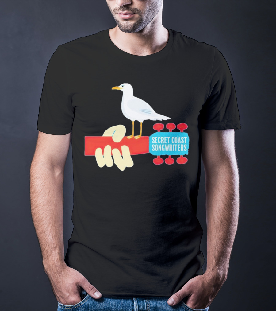 Secret Coast Songwriters Seagull On Red Guitar Neck T-Shirt