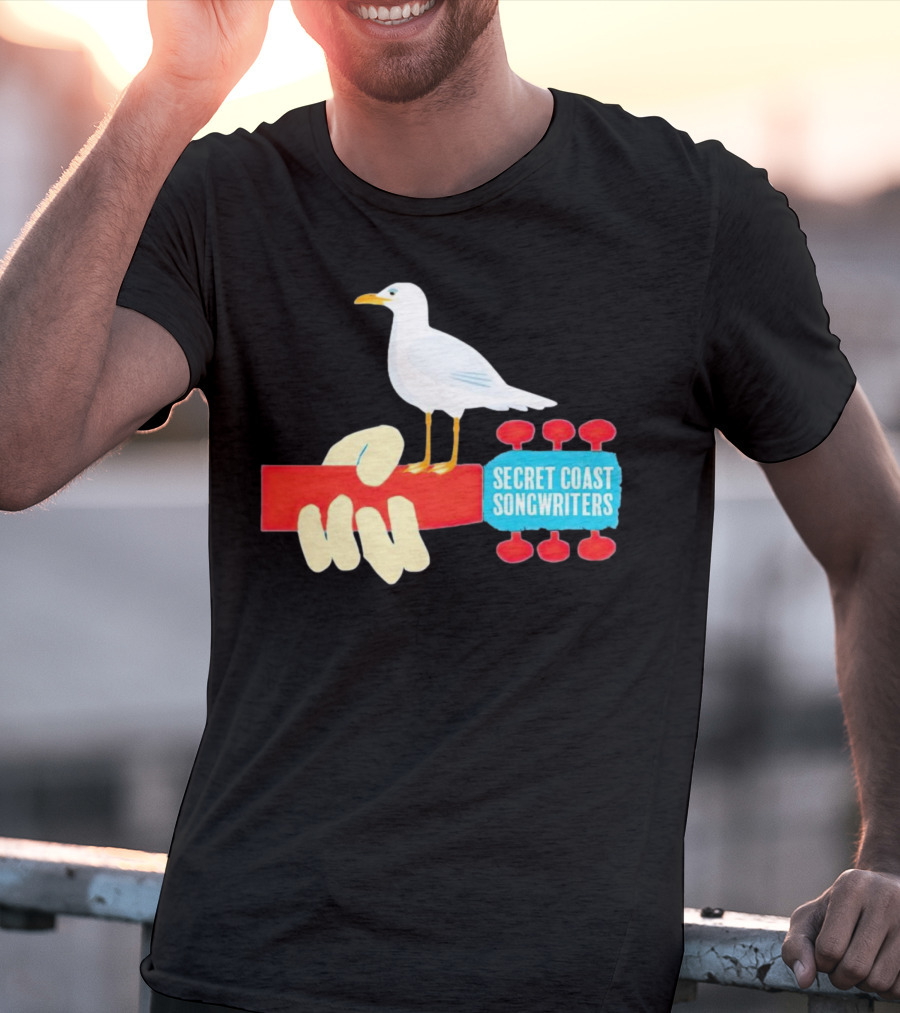 Secret Coast Songwriters Seagull On Red Guitar Neck T-Shirt