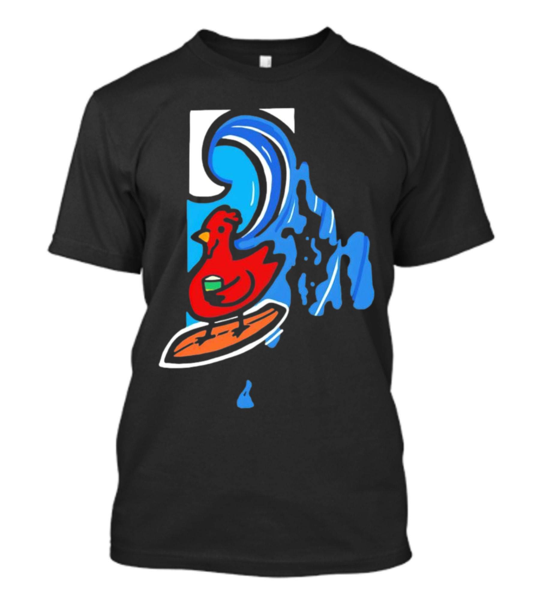 Rhode Island Surfing Chicken With Wave T-Shirt