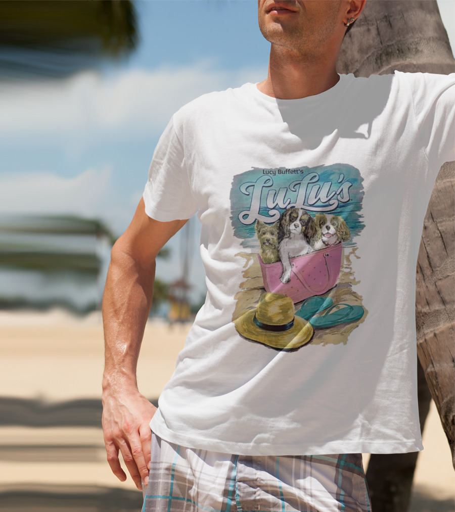 Lucy Buffett’s LuLu’s Beach Dogs In Pink Bag With Hat And Flip-Flops T-Shirt