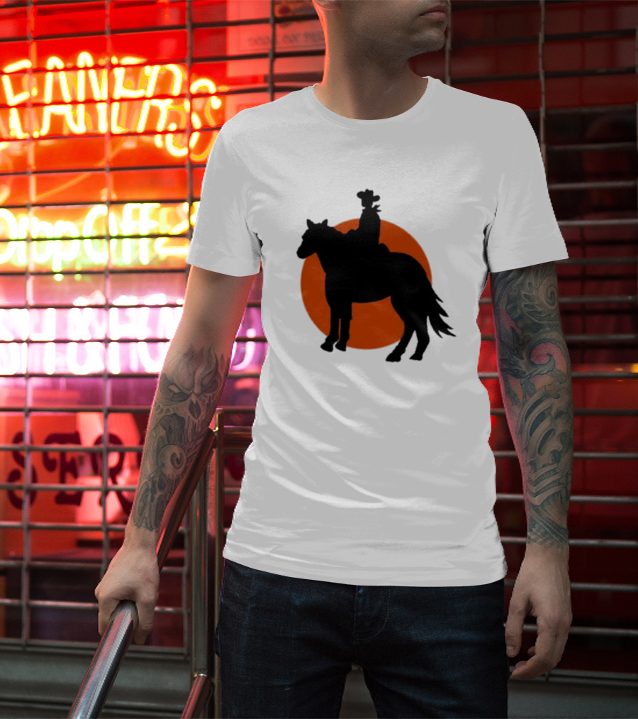 Alex Cowboy Bargain Silhouette Against Sunset T-Shirt