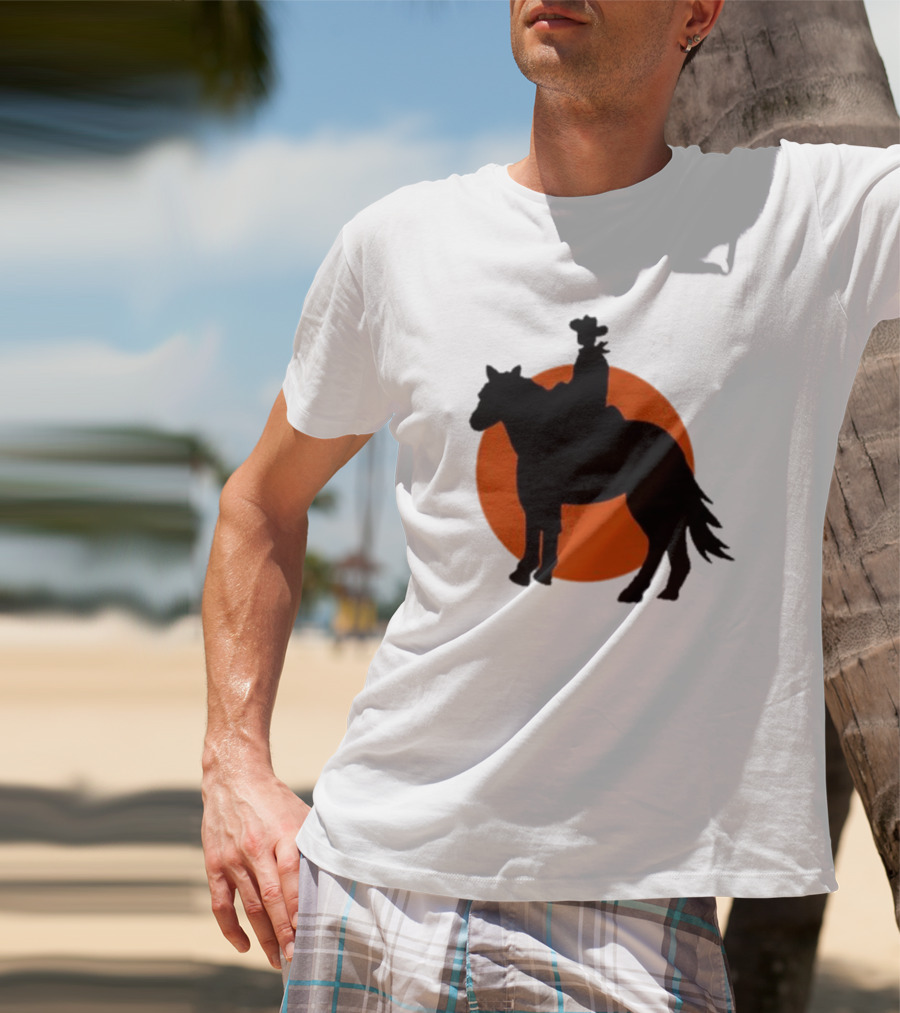 Alex Cowboy Bargain Silhouette Against Sunset T-Shirt
