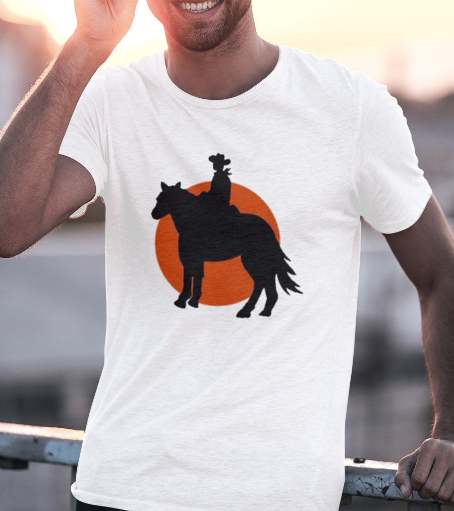 Alex Cowboy Bargain Silhouette Against Sunset T-Shirt