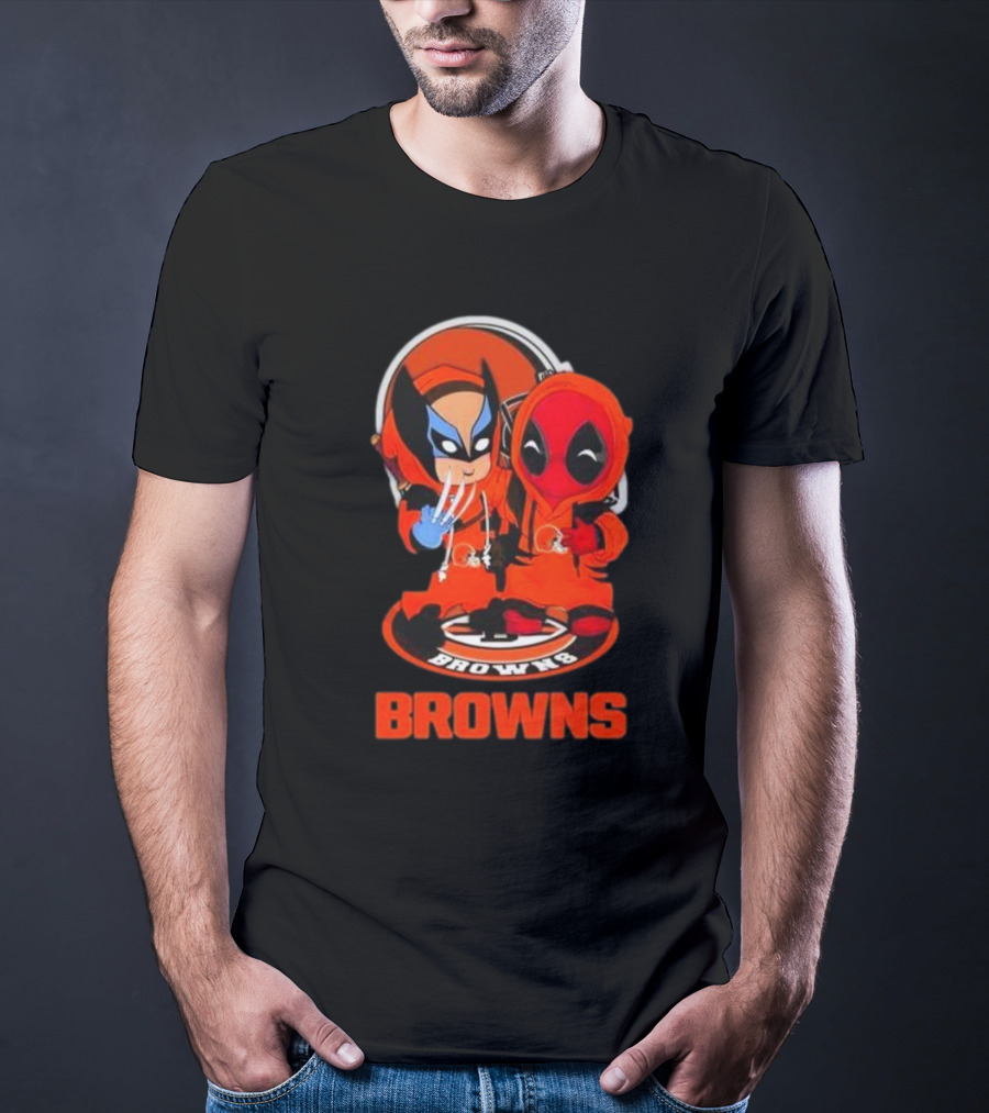 Cleveland Browns Marvel Wolverine Deadpool Browns Fans T-Shirt
