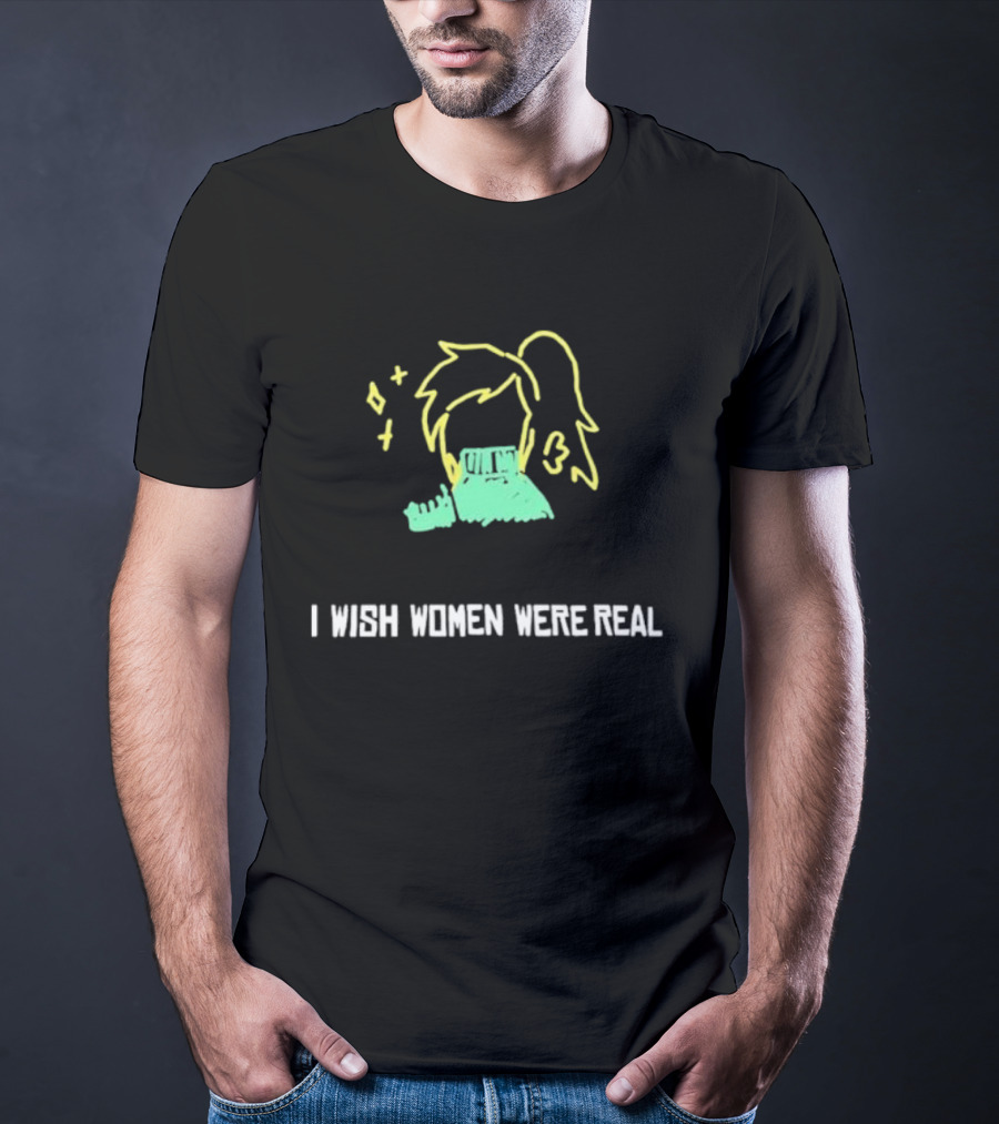 I Wish Women Were Real Neon Anime Style Pixel Art Dream T-Shirt