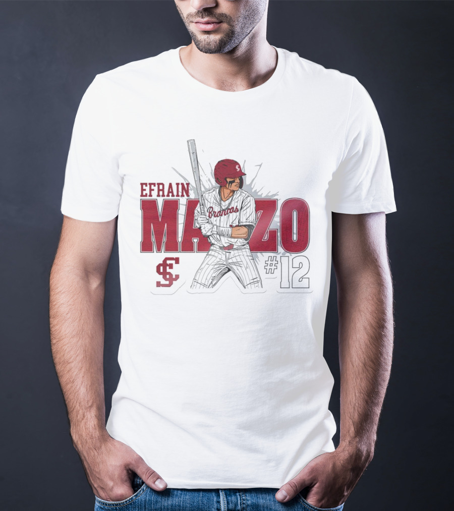 Efrain Manzo SCU Broncos Baseball #12 T-Shirt
