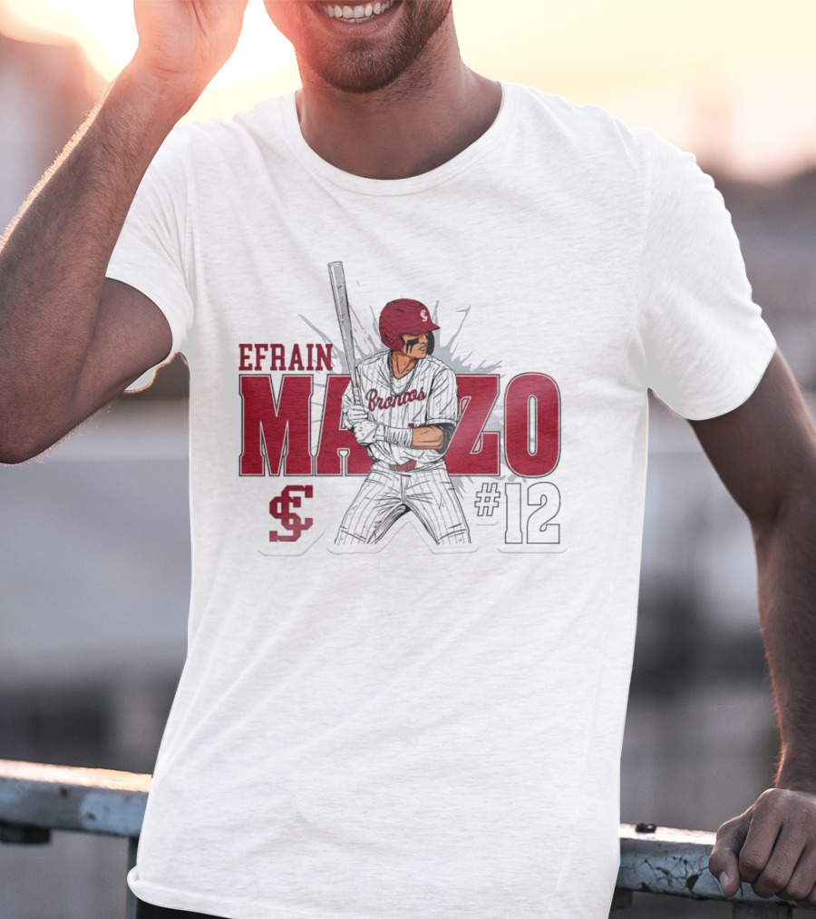 Efrain Manzo SCU Broncos Baseball #12 T-Shirt