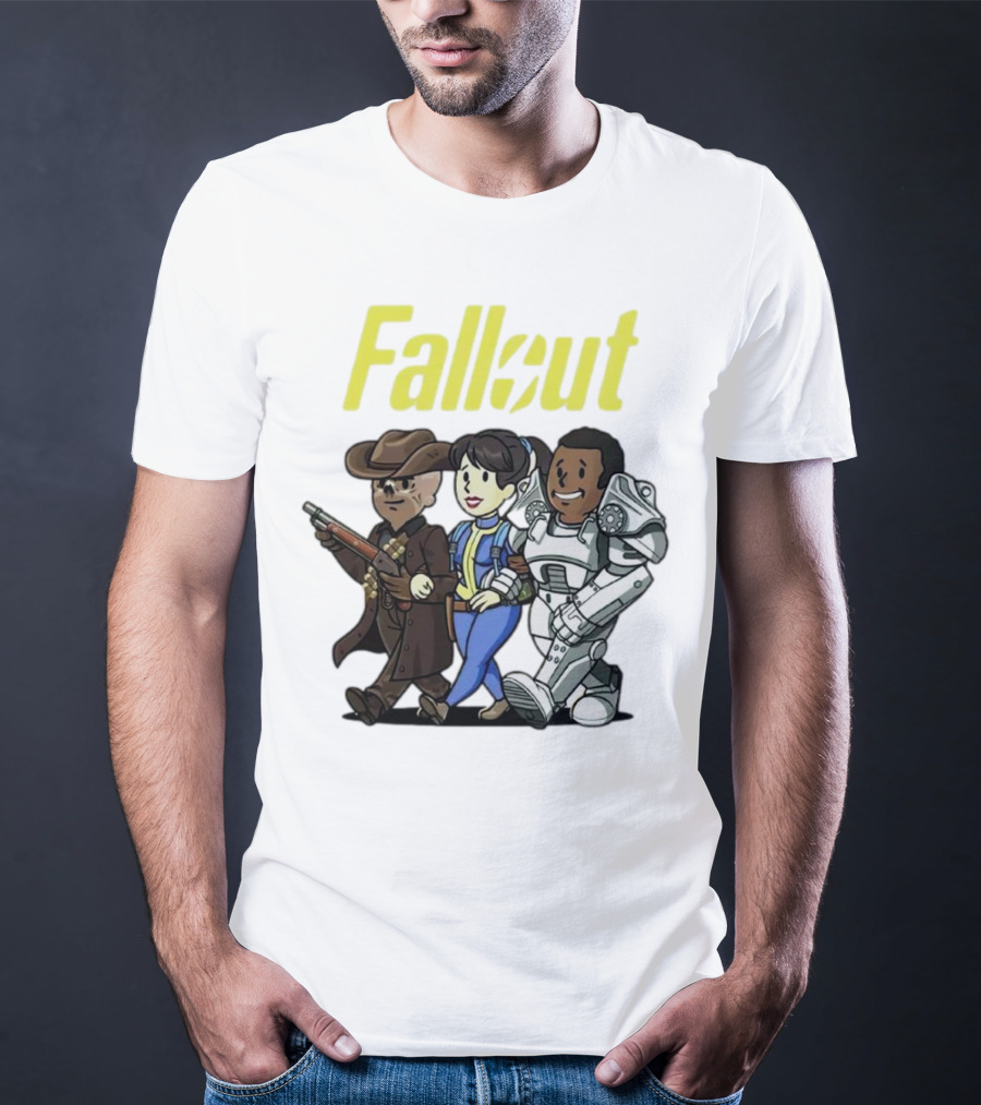 Fallout Cartoon Trio Vault Dweller Adventurers T-Shirt