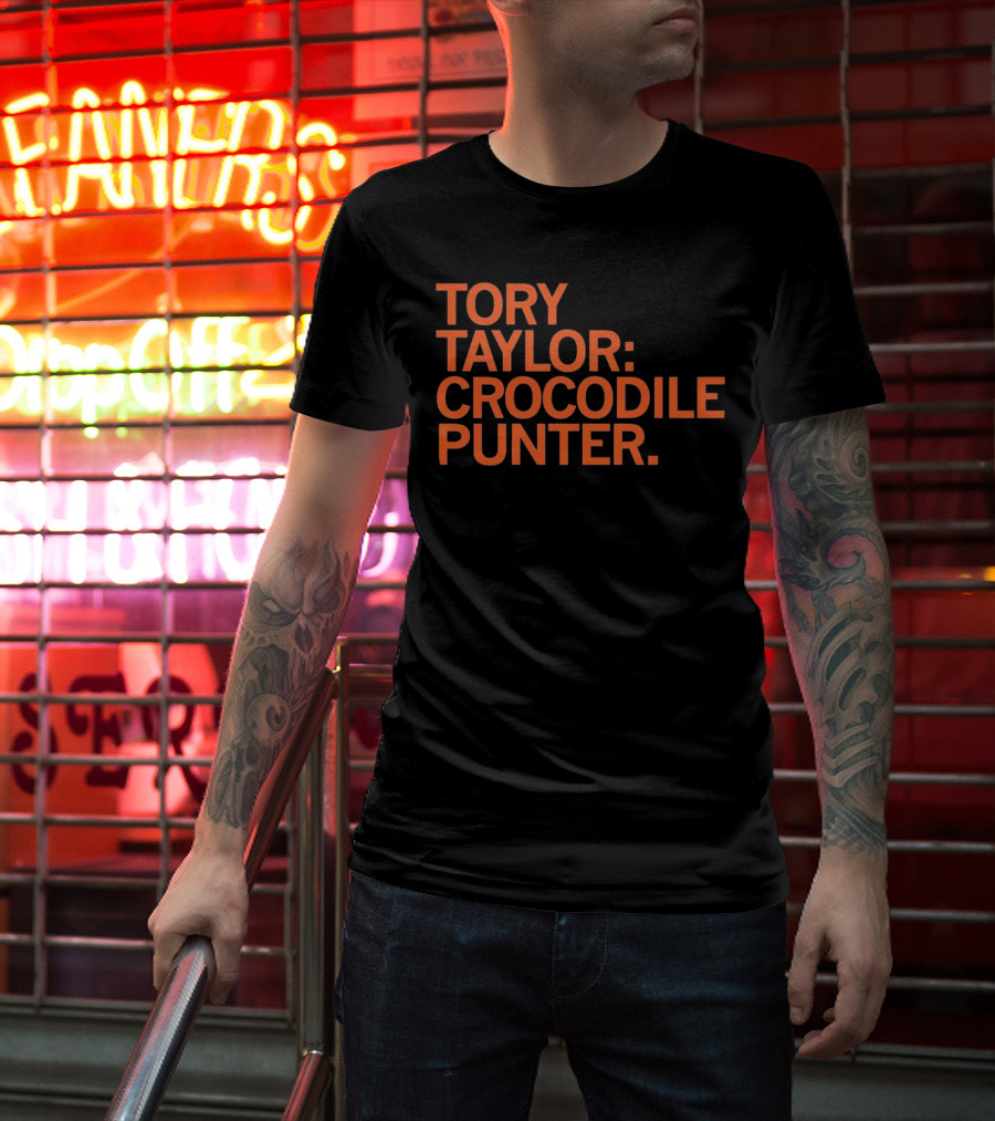 Tory Taylor Crocodile Punter Football Sports Fan Black T-Shirt