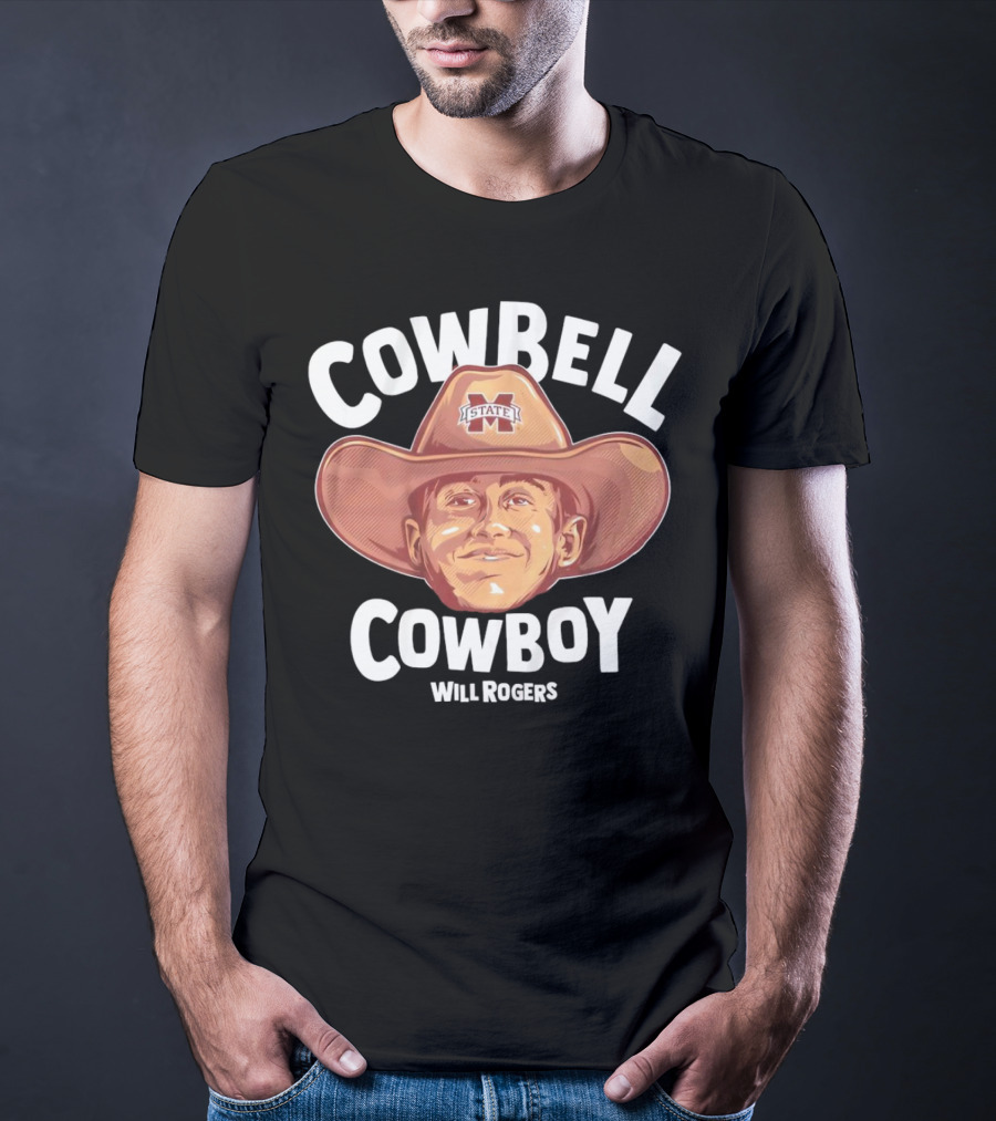 Cowbell Cowboy Will Rogers Mississippi State Bulldogs T-Shirt