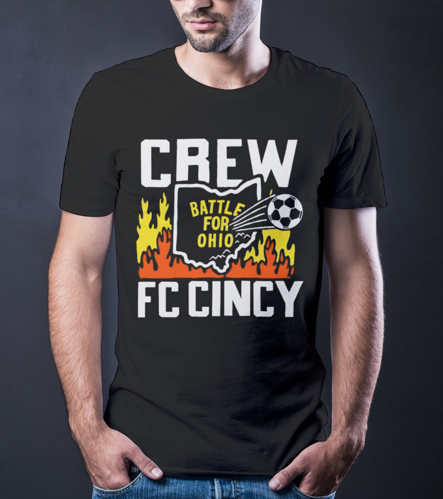 CREW Battle For Ohio FC Cincy Soccer Rivalry Flame Soccer Ball T-Shirt