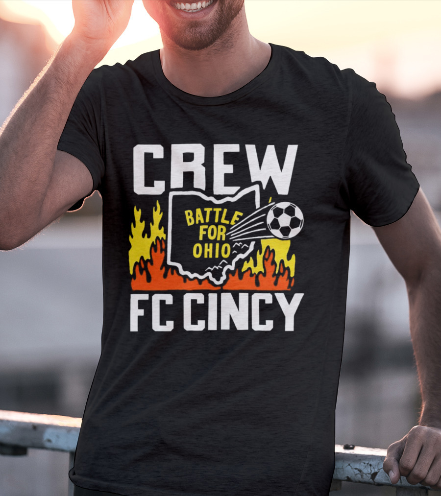 CREW Battle For Ohio FC Cincy Soccer Rivalry Flame Soccer Ball T-Shirt